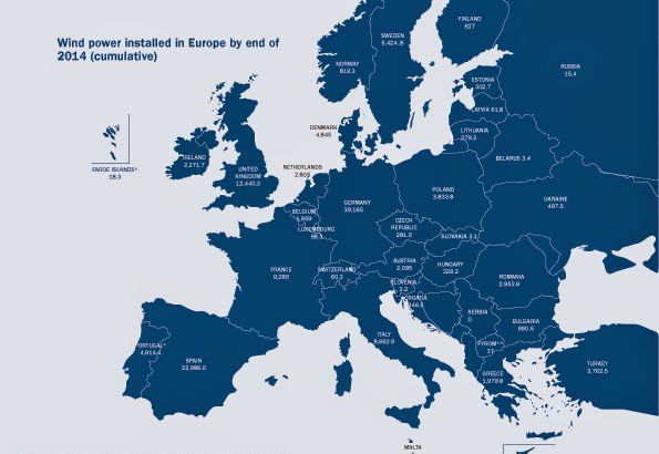 La energía eólica en Europa crece en 2014 impulsada por Alemania y Reino Unido